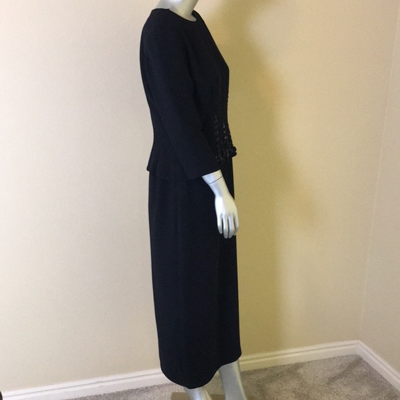 Donna Morgan Floral Beaded Formal Midi Dress 3/4 Sleeves - Picture 12 of 16